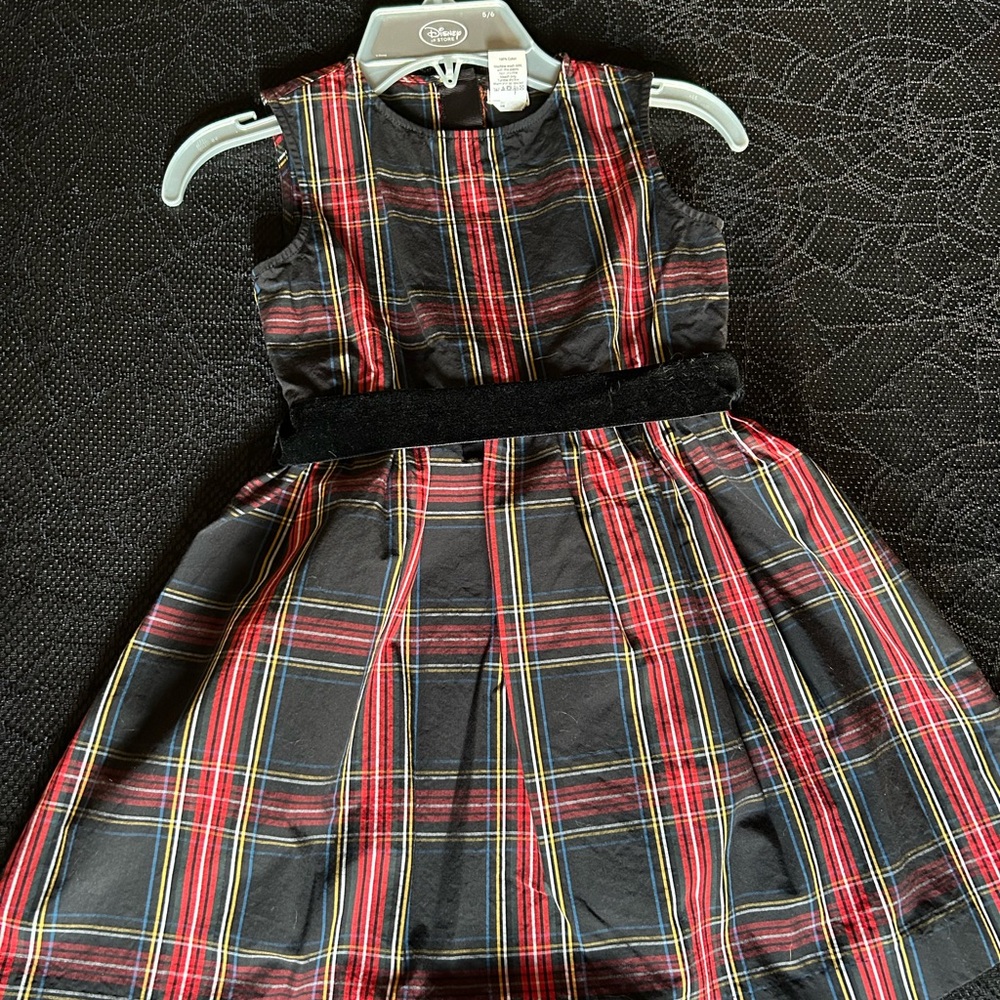 Crewcuts Plaid Dress with Black Velvet Accent